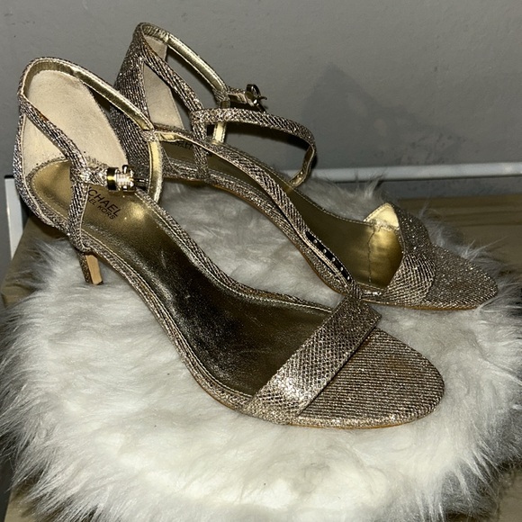 Michael Kors Gold Evening Sandal with Heel - Picture 5 of 7